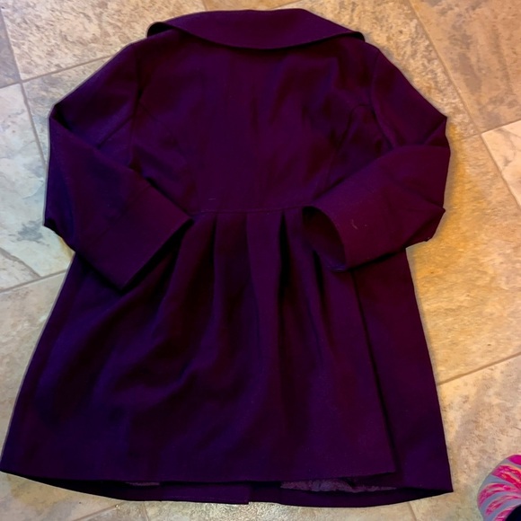 Zinc Womans Jacket Size XLarge Eggplant Purple Pea Coat Style Pockets 3/4 Sl - Picture 6 of 9
